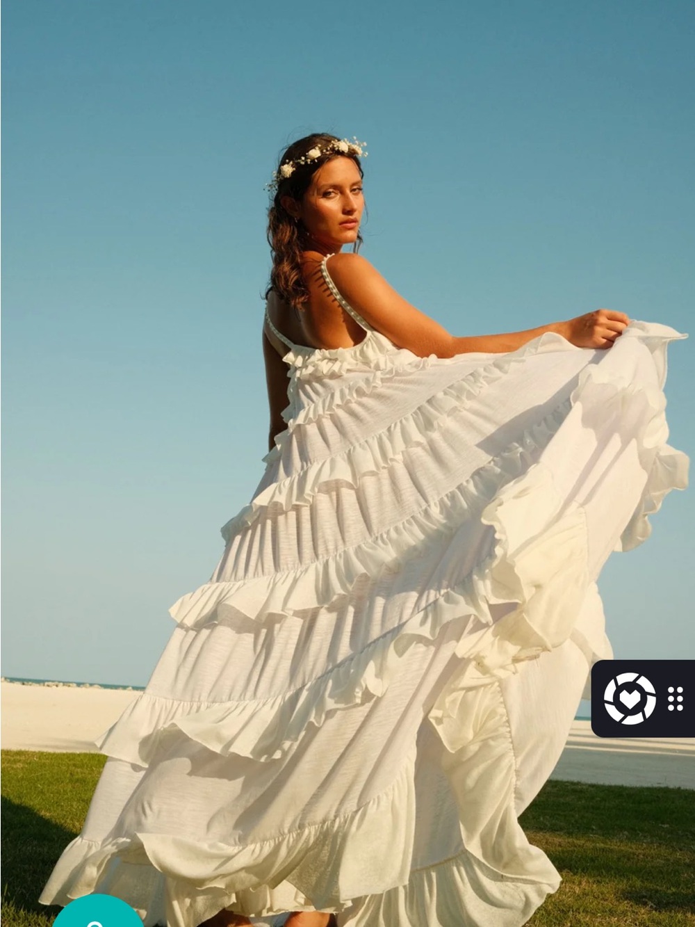 Pitusa Beaded Strap Tiered Dress White Standard - NWT - Picture 2 of 14